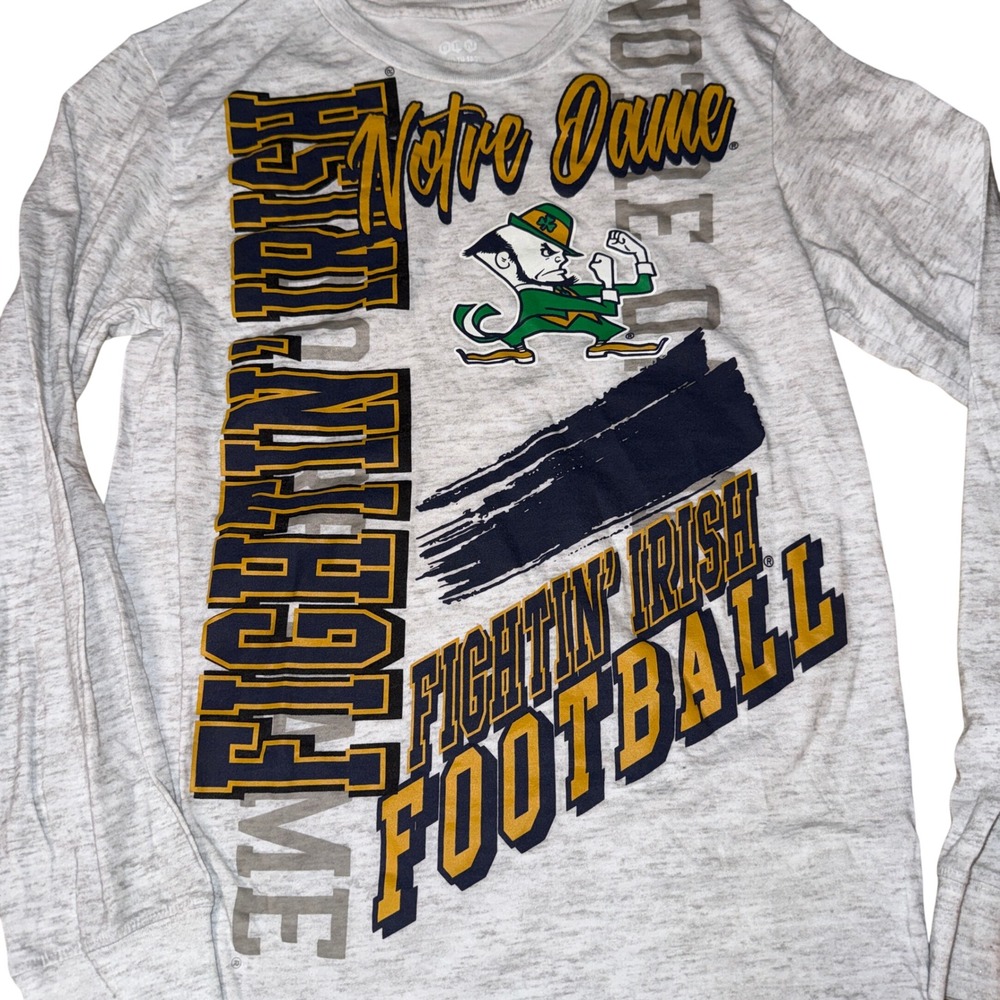 Vintage 90s Notre Dame Fighting Irish Football Long Sleeve Tee Size XL 18/20